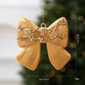 Elegante fiocco decorativo per albero di Natale color champagne con paillettes - singolo sacchetto OPP / Oro-Fiocco