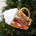 Ornamento natalizio a forma di tazza dorata con scritta Merry & Bright e schiuma - singolo sacchetto OPP / 金色-奶油杯