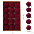 Set de 15 bolas de Navidad flocadas rojo vino de 8 cm para decorar el árbol festivo - Juego de Bolas Flocadas (Modelo B) / 15 Piezas/Paquete (8cm) / Burdeos