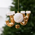 Addobbo per l'albero di Natale JOY dorato con dettagli neve e campanella, 11x7cm - singolo sacchetto OPP / Oro-JOY