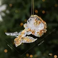 Elegante decorazione per albero di Natale a forma di rosa in acrilico trasparente oro - singolo sacchetto OPP / 金色-水晶玫瑰