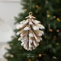 Ciondolo per albero di Natale a forma di pigna dorata con paillettes, misura 10x7cm - singolo sacchetto OPP / Gold Sequin Pinecone