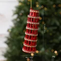 Elegante adorno navideño de la Torre de Pisa con diamantes de imitación rojos para árbol - Pieza Única / Rojo