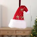 Kleine rode fluwelen kerstmuts ornament met gouden glittervlokken en een witte rand - Rood Geschilderd - Kerstmuts / Enkele OPP-zak