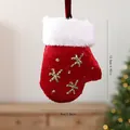 Rood-witte fluwelen kerstwant hangend ornament met gouden sneeuwvlokkenpatronen detail - Rood Geschilderd - Handschoen / Enkele OPP-zak