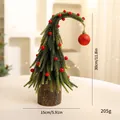 Einzigartige künstliche Mini-Weihnachtsbaum-Tischdeko mit Beeren und roter Kugel - Krummer Weihnachtsbaum / Roter Gebogener Gipfel 30cm