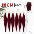 Pack of 6 burgundy velvet icicle Christmas ornaments with full dimensions and weight info - 6 Pieces/Pack / Flocked Icicle Red