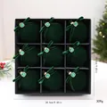Luxurious dark green velvet Christmas ball ornaments with rhinestones in 9-piece gift box - 8CM (9 Pieces) / Dark Green