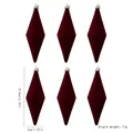 Elegante bordeaux geflockte diamanten kersthanger 15,5cm voor kerstboomversiering - Kleine Eindstuk / Set van 6 / Bordeauxrood