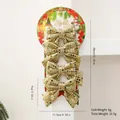 Lot de 4 nœuds de Noël à paillettes dorées avec dimensions et informations de poids - 4 Pièces/Pack / Or