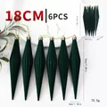 6pcs dark green velvet icicle Christmas ornaments with gold strings, 18cm long decor - 6 Pieces/Pack / Flocked Icicle Green