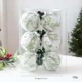 6PCS white and green fabric wrapped Christmas ornaments with velvet bow, 15.6x23.5cm - 8cm 6 Pieces / Green Printed