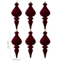 Set van 6 bordeauxrode geflokte kerstornamenten in druppelvorm, 16 cm hoog - Flespompoen Vorm / Set van 6 / Bordeauxrood