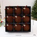 Set of 9 luxury brown velvet Christmas balls with rhinestones and velvet bows in a gift box - 8CM (9 Pieces) / Brown