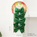 Lot de quatre nœuds de Noël avec paillettes vertes pour une décoration festive - 4 Pièces/Pack / Vert