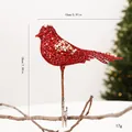 Red glitter hollow bird ornament with clip for Christmas tree decoration, 18cm - Single Piece / Red