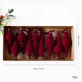 Set van 9 luxe rode fluwelen kerstversieringen in de vorm van lantaarns en kegels - Geflokt Bourgondië (9 Stuks)