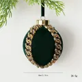 Elegant dark green velvet Christmas ball ornament with rhinestone chain, 8cm diameter - Fantasy Diamond Chain Style / 8cm / Christmas Green