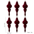 Elegante bordeaux gevlokte druppelvormige kerstboomversieringen voor de feestdagen - Dubbele Bal Eindstuk / Set van 6 / Bordeauxrood