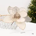 Elegant ivory artificial Christmas flower with gold glitter edges, 22cm diameter. - 22cm / Milk White Magnolia