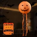 Decorative Halloween pumpkin paper lantern featuring orange and black tassels, 20x53cm size - Hanging 8" Halloween Ribbon Lanterns