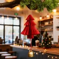 Rode papieren kerstboomhanger met gouden bel, 10 cm feestelijke decoratie ornament - Bel Hanger / 10cm / Rood