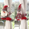 Decoratieve pluche gordijnhouders met Kerstman en Sneeuwpop voor een feestelijke Kerst - Kerstman & Sneeuwpop Ornamenten / 2 Stuks/Set