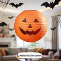 Medium size 25cm orange Halloween pumpkin paper lantern for festive indoor home decoration - Hanging 10" Halloween Lanterns