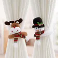 Plush Christmas reindeer and snowman curtain tiebacks for festive home decoration - Snowman And Reindeer Set
