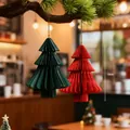 Set van groene en rode honingraat papieren kerstboomsieraden voor feestelijke sfeer - Hangerset / 2 Stuks/Verpakking (10cm) / Groen + Rood