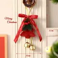 Pluche rode kerstboomversiering met strik en gouden klokken hangdecoratie. - Rode Kerstboom Hanger