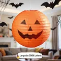 Large 30cm orange pumpkin paper lantern for Halloween indoor party scene decoration - Hanging 12" Halloween Lanterns