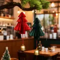 Feestelijke rode en groene papieren kerstboomornamenten met gouden bellen, 10 cm - Bel Hangend Ornamenten Set / 2 Stuks/Verpakking (10cm) / Groen + Rood