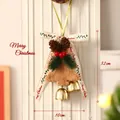 Feestelijk pluchen kerstboomornament met elegante strikklokken en natuurlijke dennenappels - Bruine Kerstboom Ornament