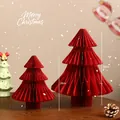 Rode papieren honingraat kerstbomen van 20 cm en 30 cm voor feestelijke tafeldecoratie - Ornamenten set / 2 Stuks/Verpakking (20cm+30cm) / Rood