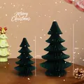 Decoratieve set van 2 donkergroene honingraat papieren kerstbomen, hoogtes van 20cm en 30cm. - Ornamenten set / 2 Stuks/Verpakking (20cm+30cm) / Groen