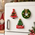 Imanes de nevera festivos de resina con diseños de árbol y corona de Navidad - Juego de Árbol Rojo Verde y Guirnalda