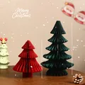 Honingraat papier kerstboom tafeldecoratie in rood en groen, 20cm en 30cm hoog - Ornamenten set / 2 Stuks/Verpakking (20cm+30cm) / Rood+Groen
