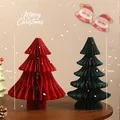 Feestelijke rode en groene papieren honingraat kerstbomen van 30 cm voor op tafel - Ornamenten set / 2 Stuks/Verpakking (30cm) / Rood+Groen
