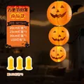 Decorative three-tier Halloween pumpkin paper lantern set with three LED light pillars - Hanging String of 3 Lanterns (12", 10", 8") with LED Lights