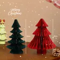 Rode en groene 20cm honingraatpapier kerstboom tafeldecoraties - Ornamenten set / 2 Stuks/Verpakking (20cm) / Rood+Groen