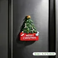 Festlicher 3D-Harz-Weihnachtsbaum-Kühlschrankmagnet mit Merry Christmas, 6,3x5,4 cm - Grüner Weihnachtsbaum Magnet