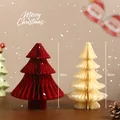 20cm papieren honingraat kerstboom tafeldecoratie in rood en crème - Ornamenten set / 2 Stuks/Verpakking (20cm) / Rood + Wit
