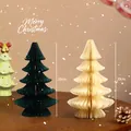 Papieren honingraat kerstboomversieringen in groen en crème, 20 cm hoog - Ornamenten set / 2 Stuks/Verpakking (20cm) / Groen + Wit