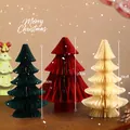 Set van 3 gekleurde 20cm honingraat papier kerstbomen voor feestelijk decor - Ornamenten set / 3 Stuks/Verpakking (20cm) / Groen + Rood + Wit