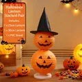 Halloween stacked pumpkin paper lanterns set with black witch hat for decoration - Standing Halloween Lantern Ornaments (String of 2)