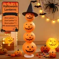 Stacked Halloween pumpkin paper lantern pillar decoration kit with witch hat for party - 4-String Halloween Lantern Table Ornaments