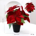 Plante de poinsettia de Noël rouge artificielle en pot noir pour la décoration de fête - 3 Fleurs