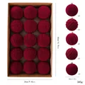 Set de 15 bolas de Navidad flocadas de 8 cm color vino con texturas y caja de regalo - Juego de Bolas Flocadas (Modelo C) / 15 Piezas/Paquete (8cm) / Burdeos