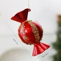 Rode kerstboomversiering in de vorm van snoep met gouden pailletten en afmetingen - Enkele OPP-zak / Rood Gestreepte Snoep